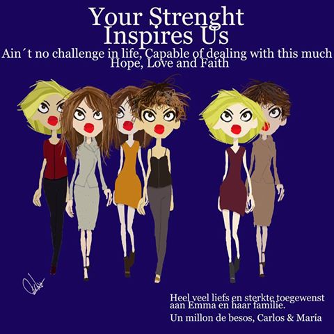 Cartoon gemaakt door Carlos voor Emma toen zij werd geopereerd aan haar hart.